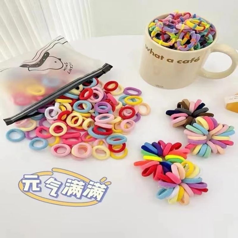 Free PouchIkat rambut polos model korea isi50pcs