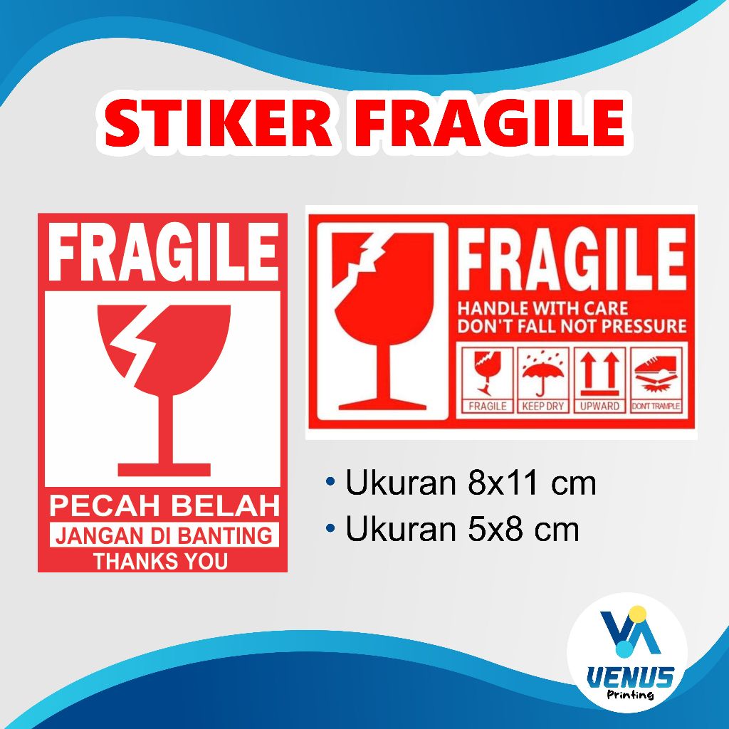 

[60 PCS] Stiker Fragile Handle With Care Awas Pecah Hati Hati Berkualitas Termurah