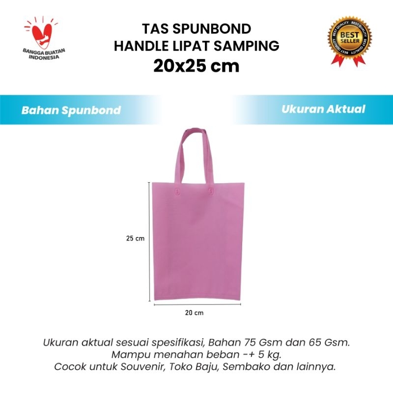 

Tas Spunbond FMB Handle Lipat Samping 20x25 (65 Gsm) - Spunbond Goodie Bag Polos