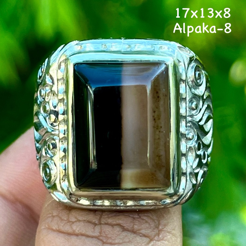 Cincin Batu Akik Natural Kendit Hitam Putih (Asli Alam)