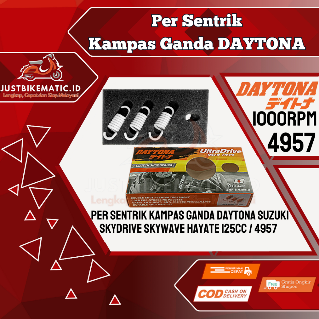 Per Sentrik Kampas Ganda Kopling Spin Skydrive Skywave Hayate 125 cc 1000 RPM 4957 Daytona