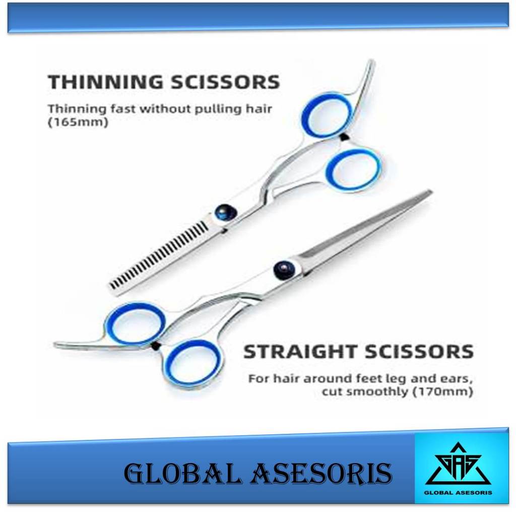 Gunting Rambut Salon Lengkung Gerigi Menipiskan Bulu Anjing Kucing Gunting Rambut Full Stainless Ste