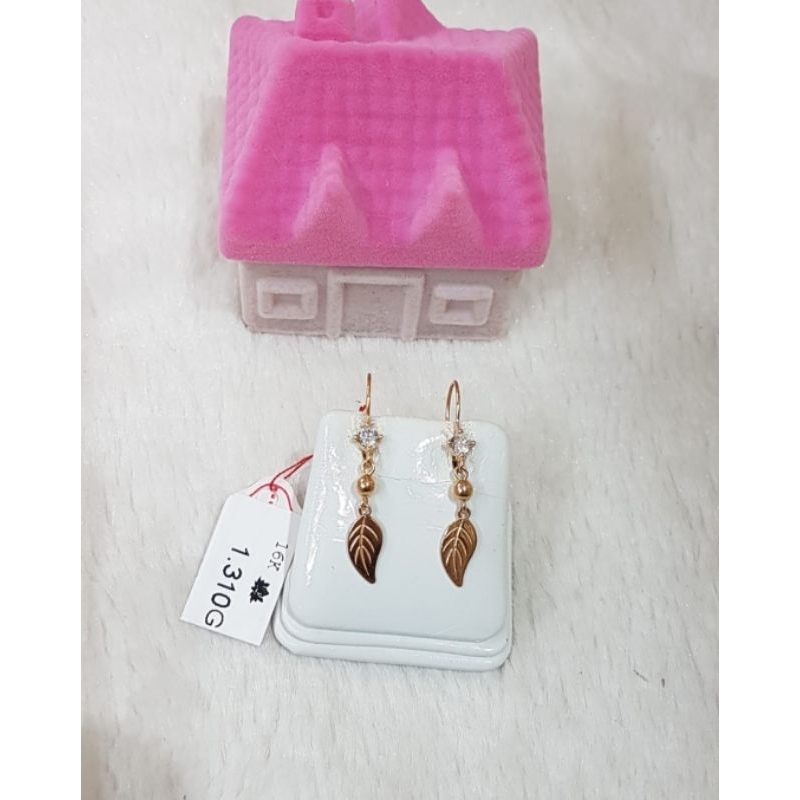 Anting emas 70 daun gantung