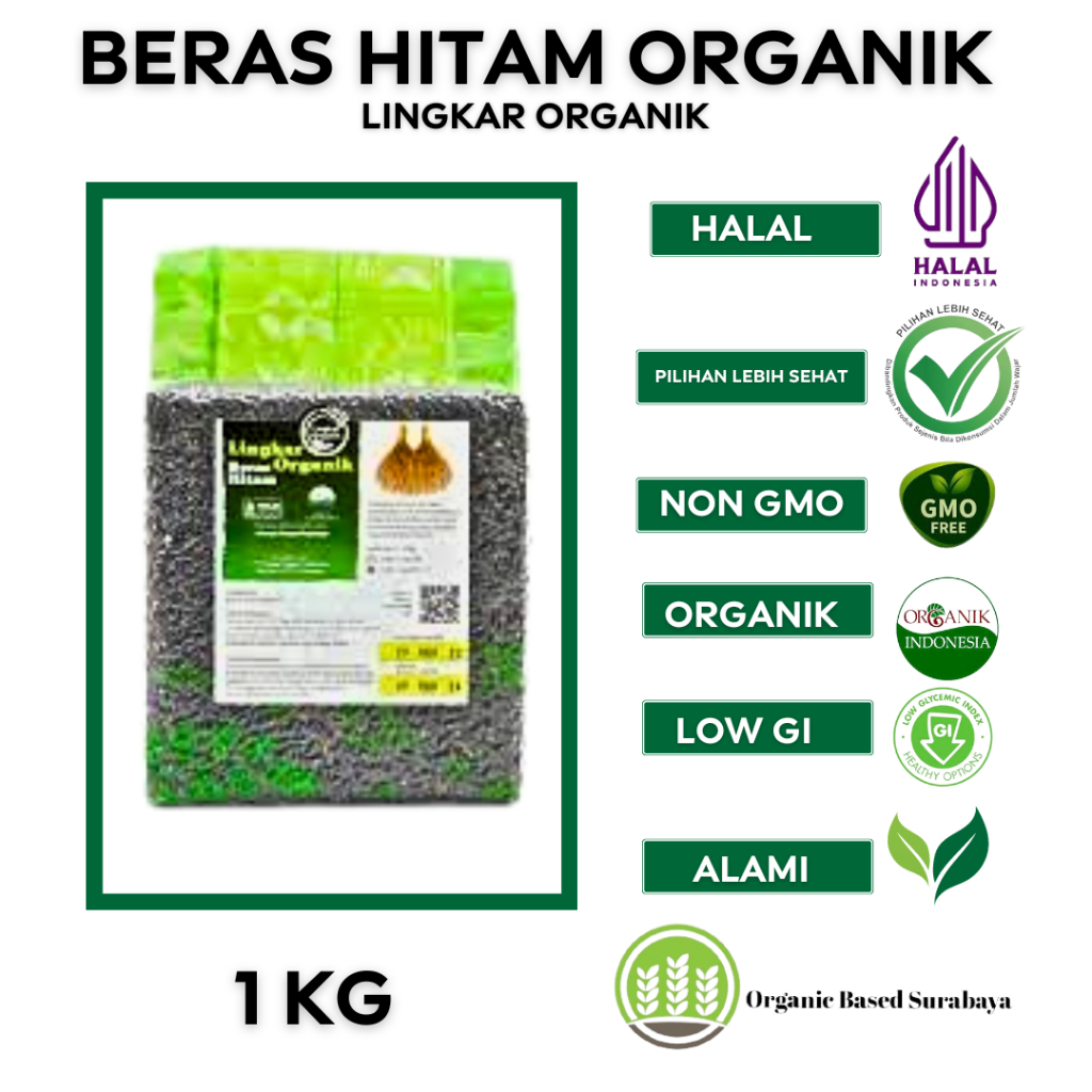 

Beras Hitam Organik Lingkar Organik kemasan Vakum 1kg, Kaya Nutrisi