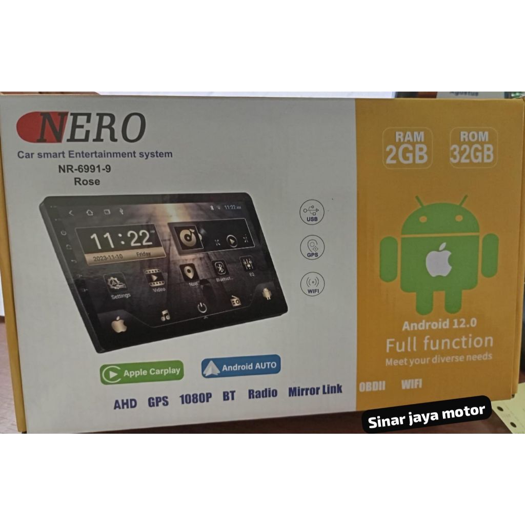 Head Unit Android 9 Inch Nero NR-6991-9 RAM 2GB Internal 32GB Double Din Mobil
