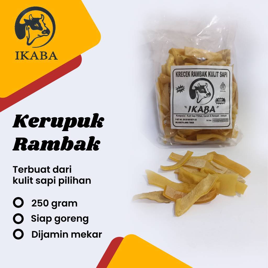 

Krecek krupuk rambak KULIT SAPI (STIK LEBAR) 250gram