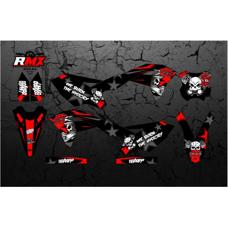 DECAL KX 250 F 2017 FULLBODY (009) DEKAL STIKER KX 250F KXF 2018 2019 2020 HITAM MERAH, KUNING, HIJA