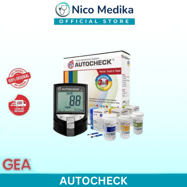 AUTOCHECK 3 IN 1 alat tes Kolesterol/ Asam urat/ Gula darah