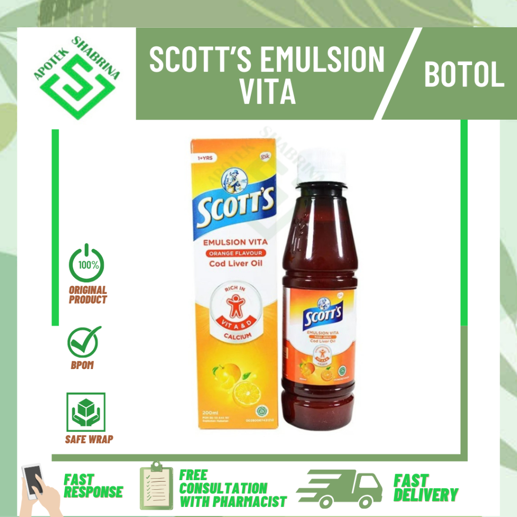 Scotts Emulsion Vita 200 ML 400 ml / SCOTT'S EMULSION / MULTIVITAMIN ANAK / VITAMIN/ SCOOTS EMULSION
