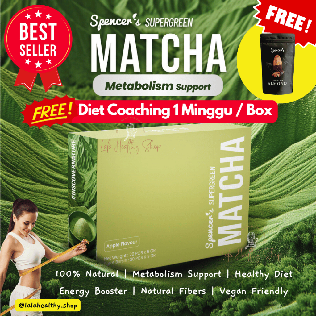 

[PROMO COACHING] Spencer's PREMIUM Matcha Apple BOX / TRIAL SACHET | Mealblend Support - MEMBAKAR LEMAK, MELANCARKAN METABOLISME, MENINGKATKAN IMUN, DAYA KONSENTRASI | Spencers