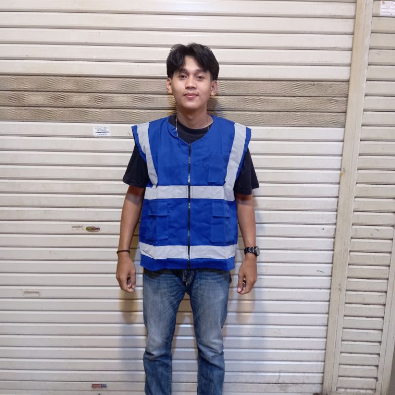 Rompi Safety Drill / Rompi Safety Proyek / Rompi Kerja Lapangan Warna Biru BCA