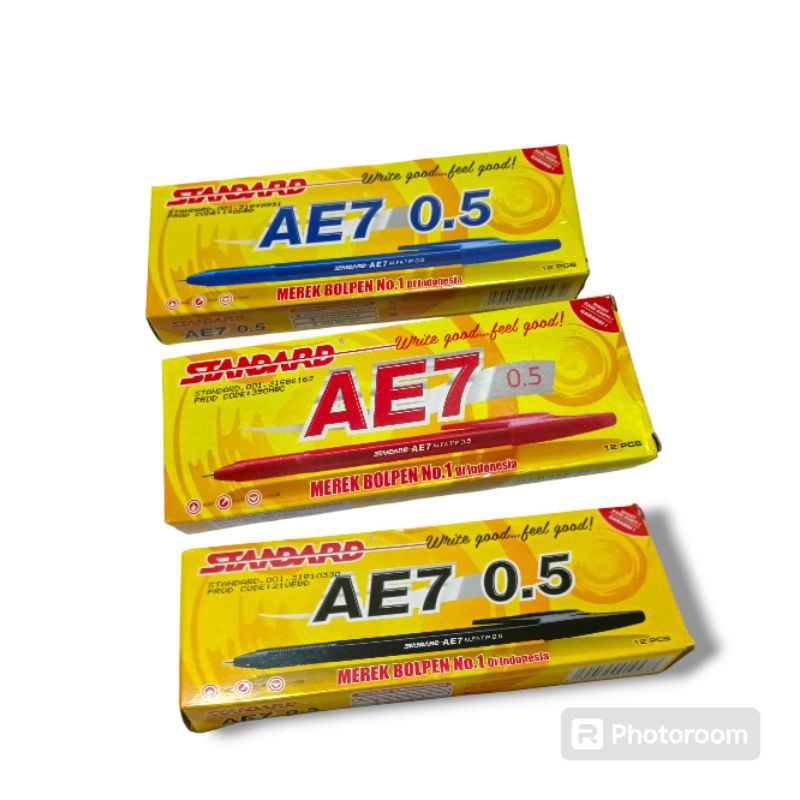 

1 pak 12pcs bolpoin pulpen AE7 standard