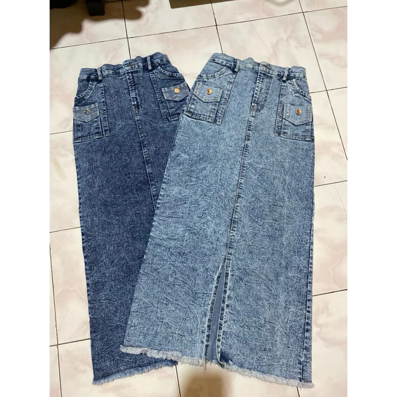 ROK JEANS RAWIS WANITA//MORE ROK JEANS CEWEK PANJANG