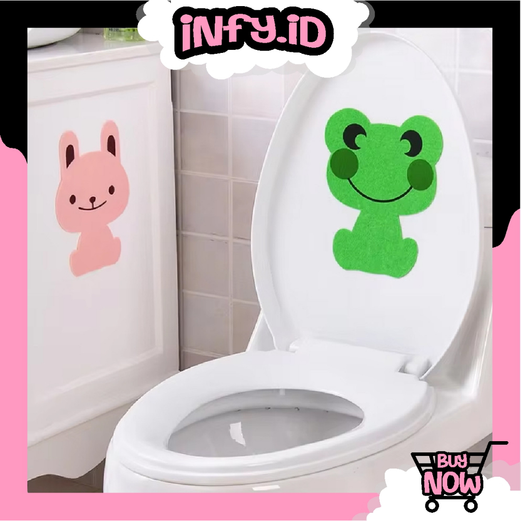 INFY - Stiker Pewangi Toilet Karakter Beruang Kelinci Kodok Lucu Stiker Tempel Pewangi Aroma Ruangan