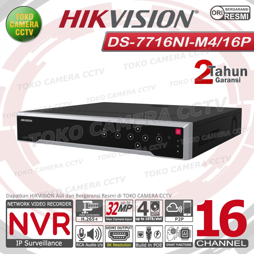 NVR 16 CHANNEL HIKVISION NVR CCTV 16CH POE 32MP 4 SLOT HDD