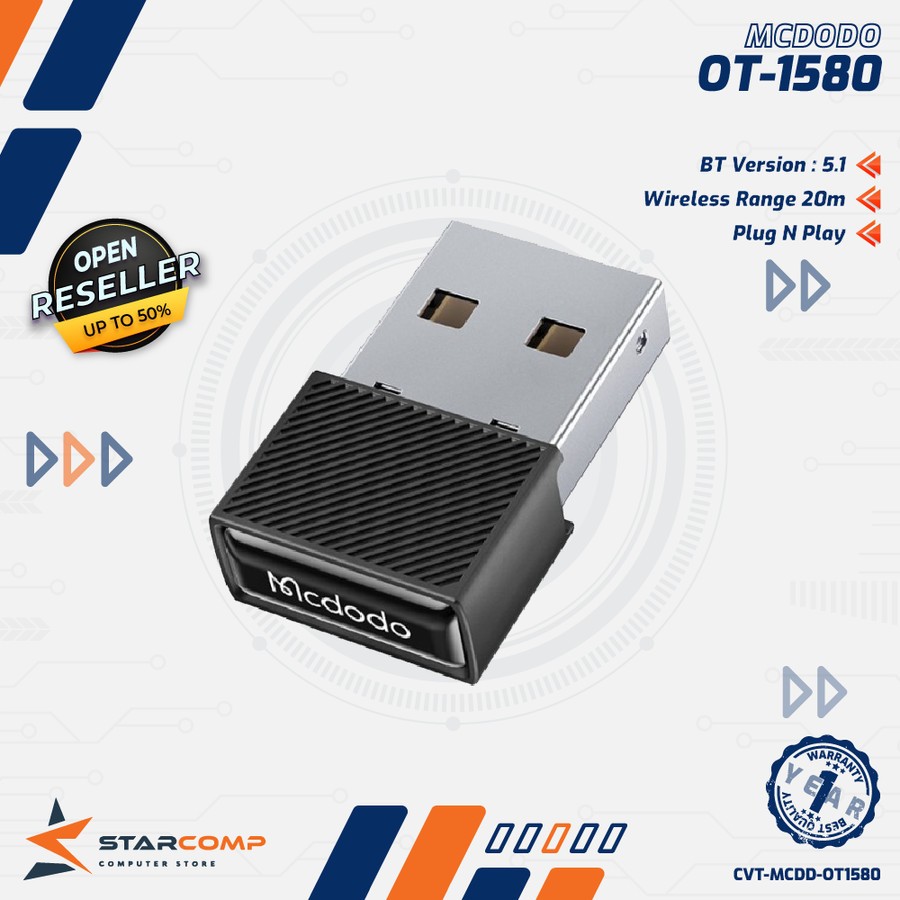 MCDODO OT-1580 USB Bluetooth 5.1 Adapter Transmitter Receiver Dongle Pc