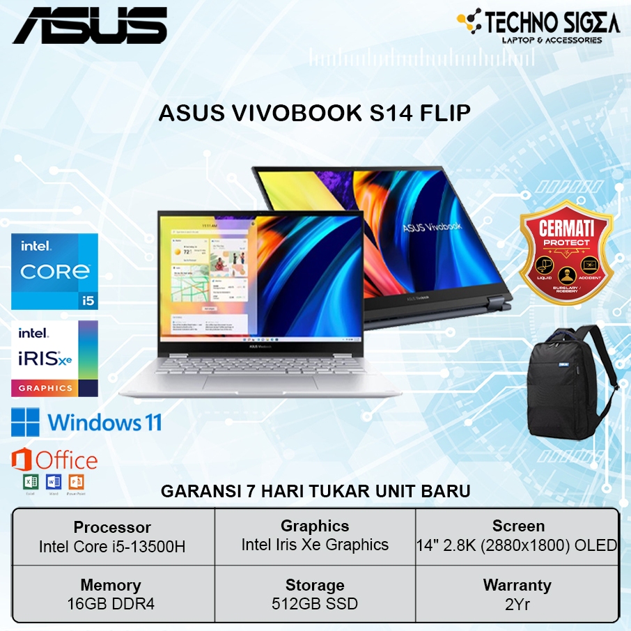 ASUS Vivobook S14 Flip OLED TP3402VA TOUCH i5 13500H 16GB 512GB 14.0 2.8K