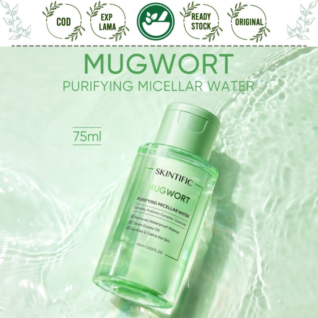 SKINTIFIC MUGWORT PURIFYING MICELLAR WATER 75ML 300ML PEMBERSIH MAKEUP AIR MISELAR MAKE UP REMOVER S