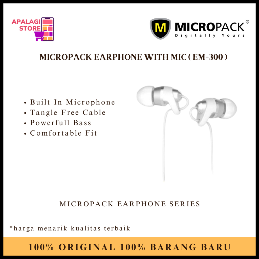 Earphone / Headset Micropack with Mic (EM-300) - Silver