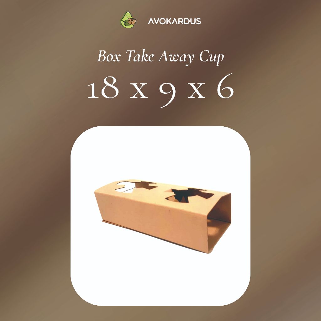 

Box Take Away Cup Tray Corrugated / Drink Tray Corrugated Isi 2 18X9X6 cm