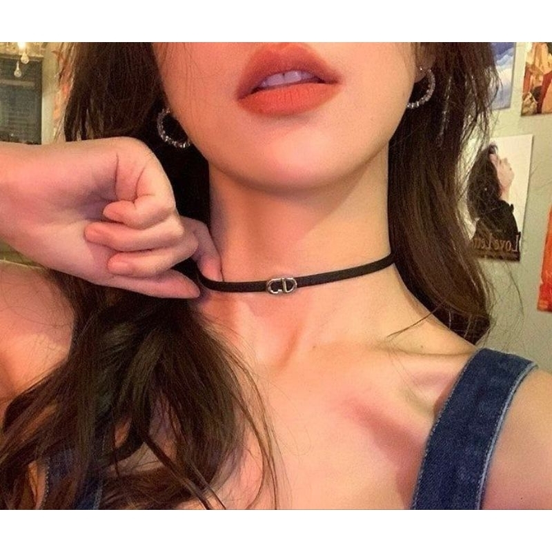 Oakhley CDior Chocker Necklace | Kalung Coker Hitam Aesthetic