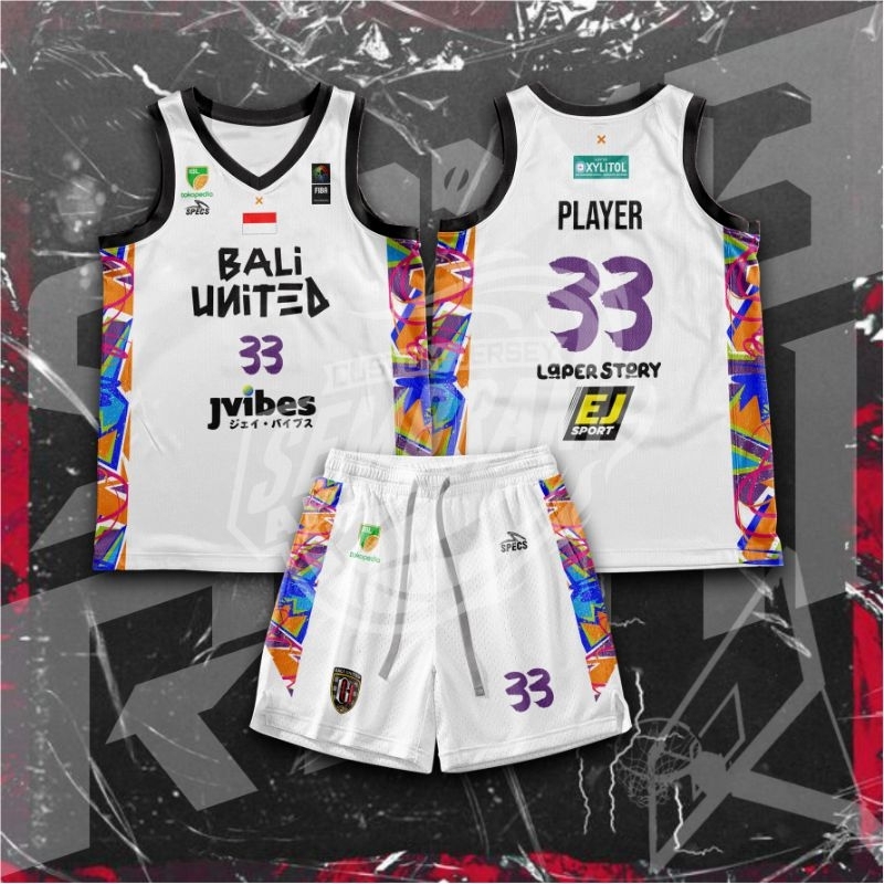 JERSEY BASKET IBL BALI UNITED 2024 PUTIH (BISA GANTI NAMA DAN NOMOR)