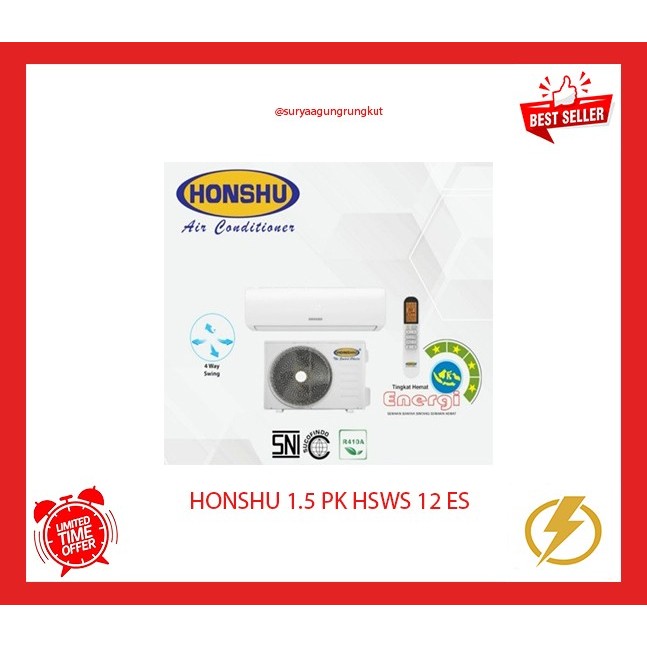 AC SPLIT HONSHU 1.5 PK 1.125 WATT LOW WATT HSWS - 12 ES