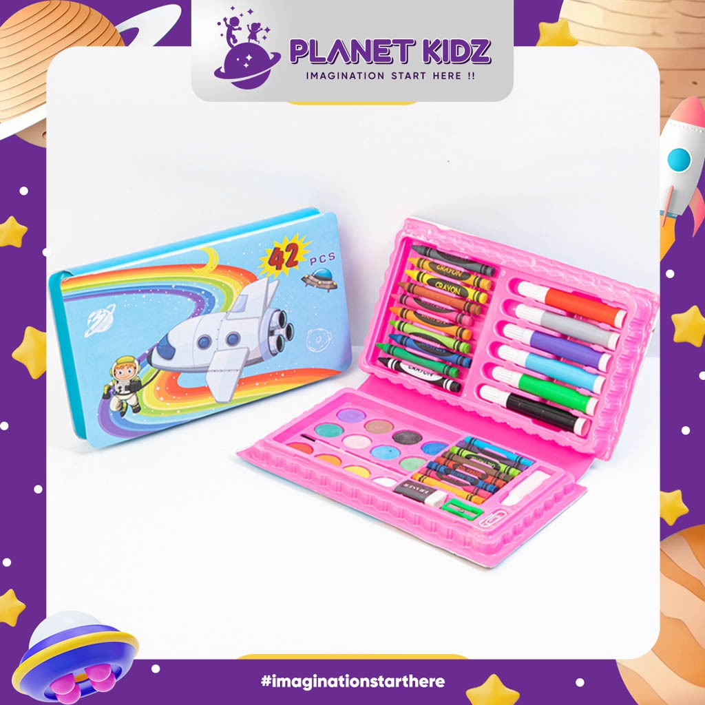 

PLANETKIDZ FK131 SET MEWARNAI 42PCS CRAYON PENSIL KAYU PEN AIR DLL