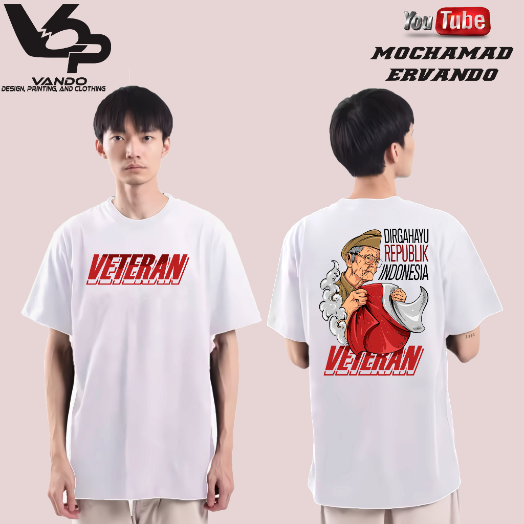 Vando Kaos Veteran Dirgahayu Republik Indonesia 17 Agustus 1945 Hut RI Pria Wanita Unisex