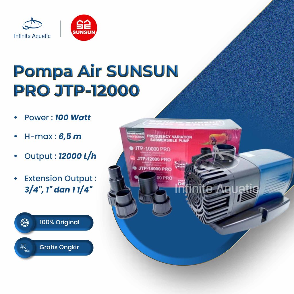 Pompa Air SUNSUN PRO JTP-12000/JTP 12000 Pompa/Pumpa Celup Kolam Ikan Low Watt