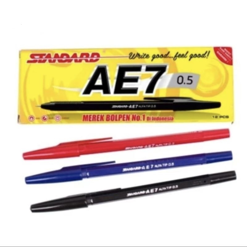 

PULPEN STANDARD AE7 ALFA TIP 0.5 PER 1 PAK 12 PCS BALLPEN TINTA