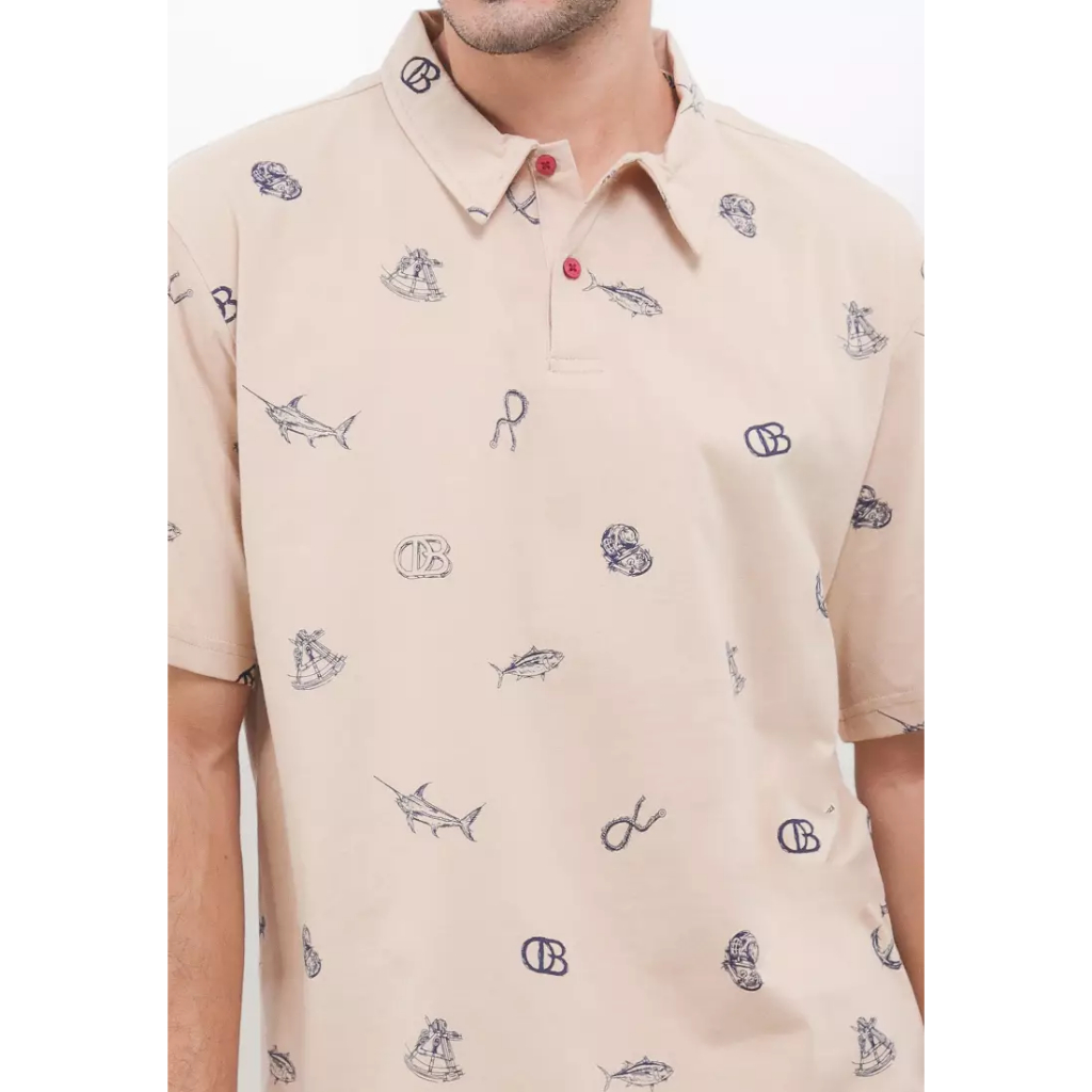 OBERMAIN APPAREL Anchor Nautical Pattern Polo Shirt