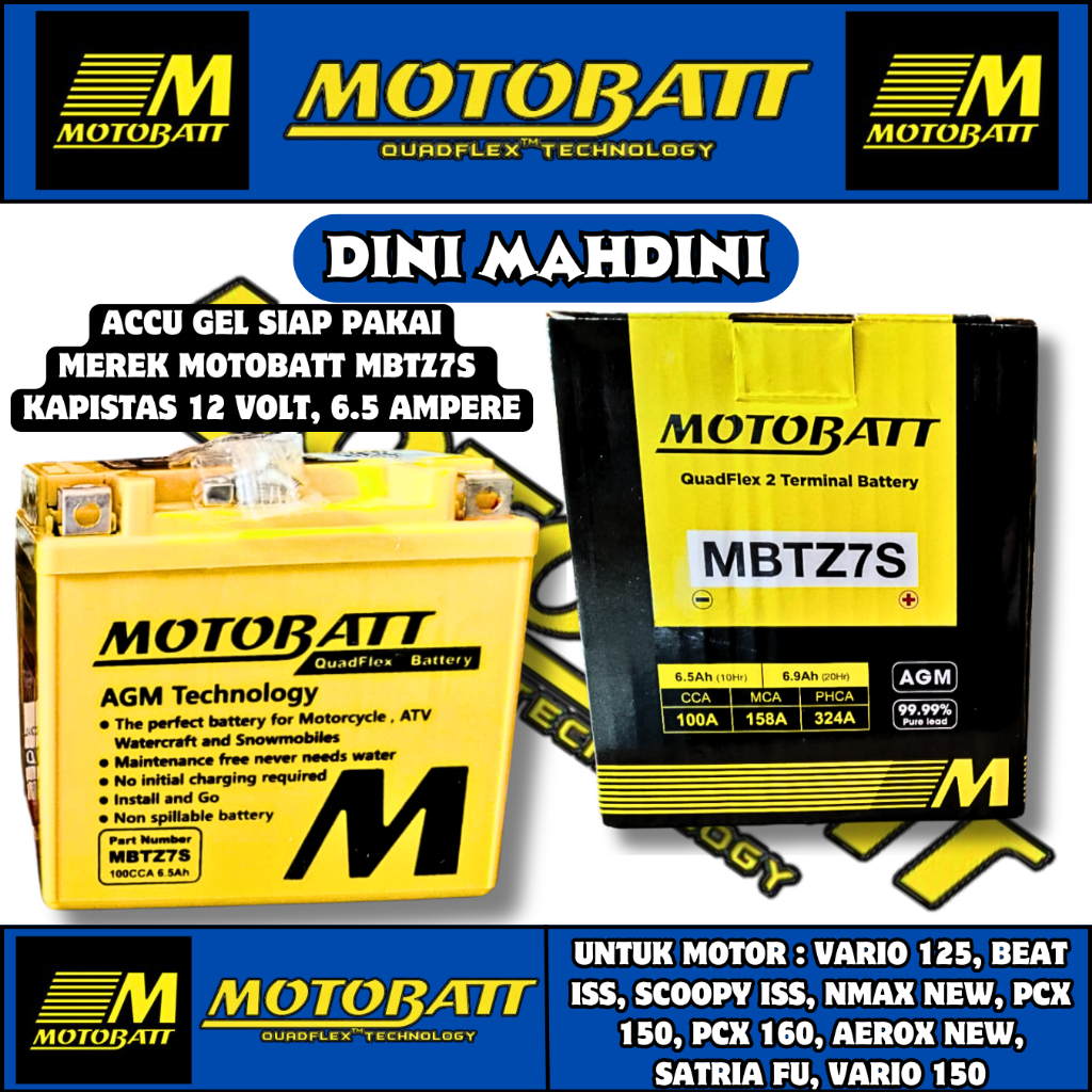 AKI ACCU MOTOR SUZUKI SATRIA FU 150 SATRIA F KARBU BARONG GSXR 150 GSXS GSX 150 R MOTOBATT MBTZ7S OR