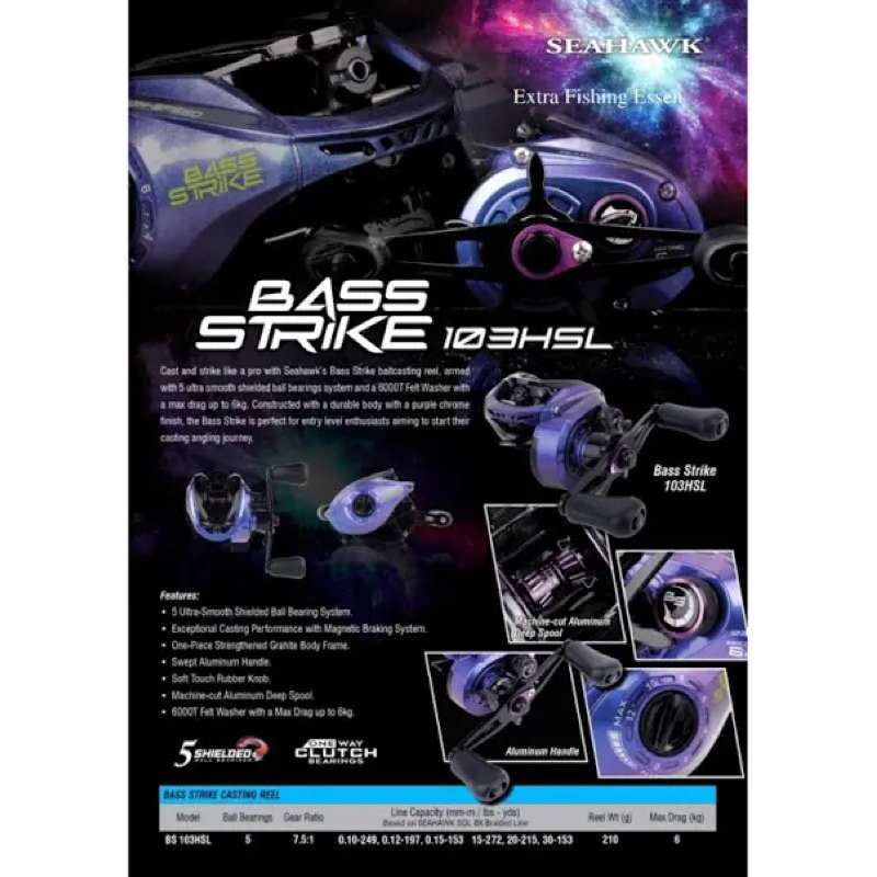 seahawk BASS STRIKE reel baitcasting BC