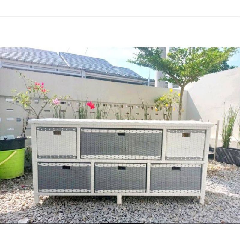 Redy Stok Lemari Laci Rotan Sintetis Laci 6 Jasmien Meja Tv Dan Rak Buku Susun