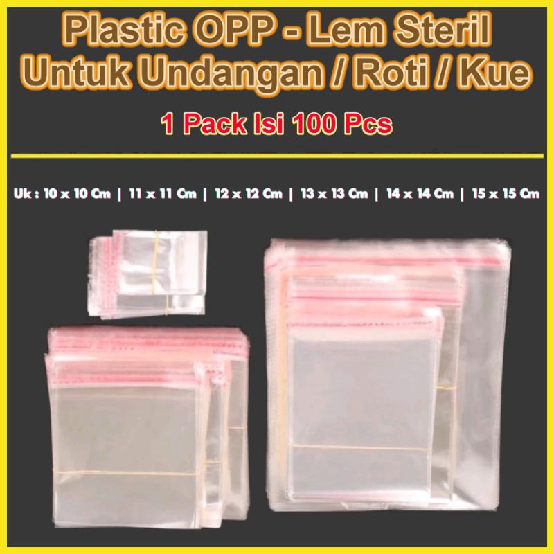 

Plastik OPP Lem Untuk bungkus Roti, kertas undangan, kartu, dll Ukuran : - 10 Cm x 10 Cm - 11 Cm x 11 Cm - 12 Cm x 12 Cm - 13 Cm x 13 Cm - 14 Cm x 14 Cm - 15 Cm x 15 Cm