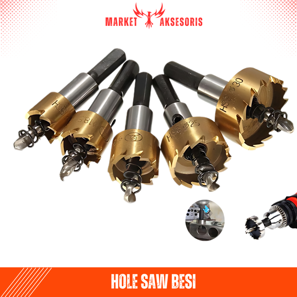 Hole Saw Besi Metal Logam SET Mata Bor Pelubang Besi Aluminium Almini Stainless Alat Lubang Baja Alm
