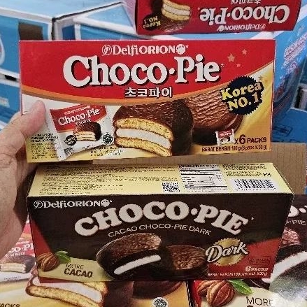 

ED 09.25 - BOX ISI 6 KEPING - DELFI ORION CHOCOPIE RASA ORI COKLAT - DARK / DF CHOCO PIE 6*30GR ( 180GR )