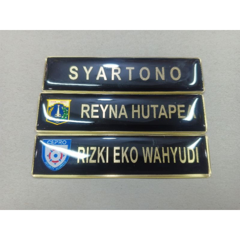 

Papan Nama Kuningan Logo | Papan Nama Dada Kuningan | Name Tag Fiber Coating