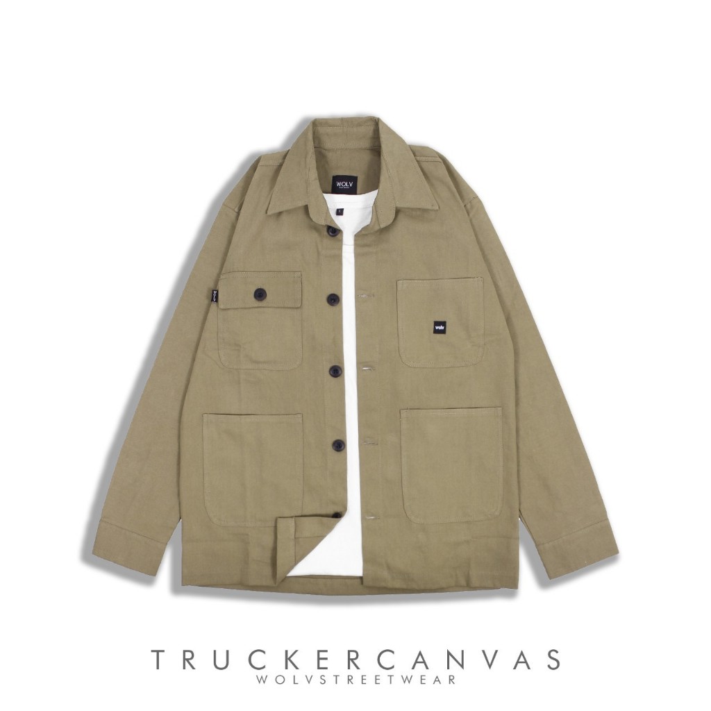 SIXTEEN - Trucker Canvas Jacket Outer Unisex Khaki Original Wolv Terbaru / Field Jacket Semi Parka
