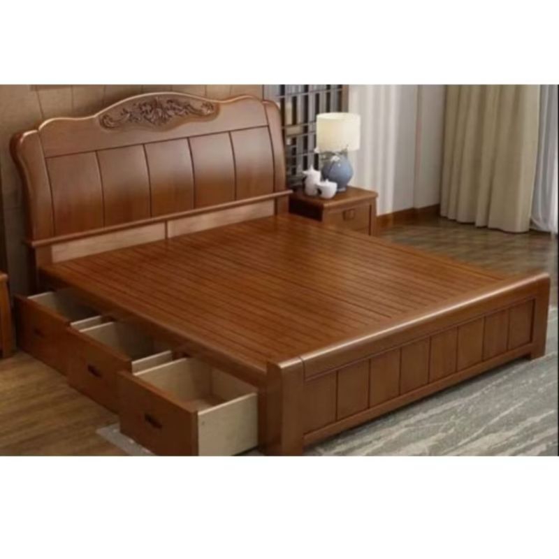 Tempat Tidur Jati Laci Dipan Minimalis Ranjang Murah Kayu Jati Jepara