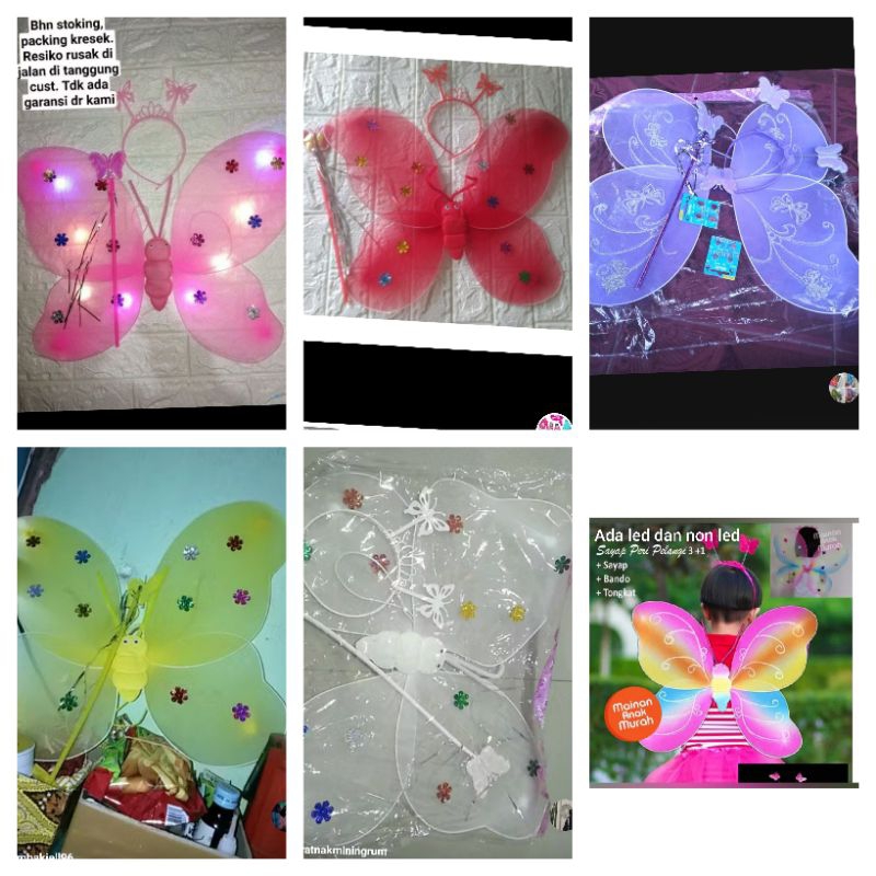mainan sayap peri kupu kupu led sayap lampu