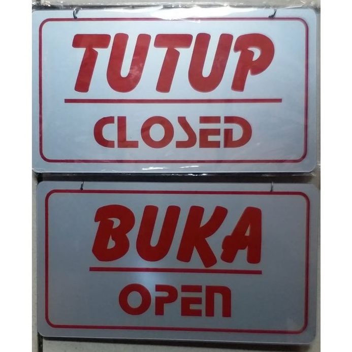 

Promo Bundling Sign Board label plat BUKA TUTUP OPEN CLOSED papan digantung
