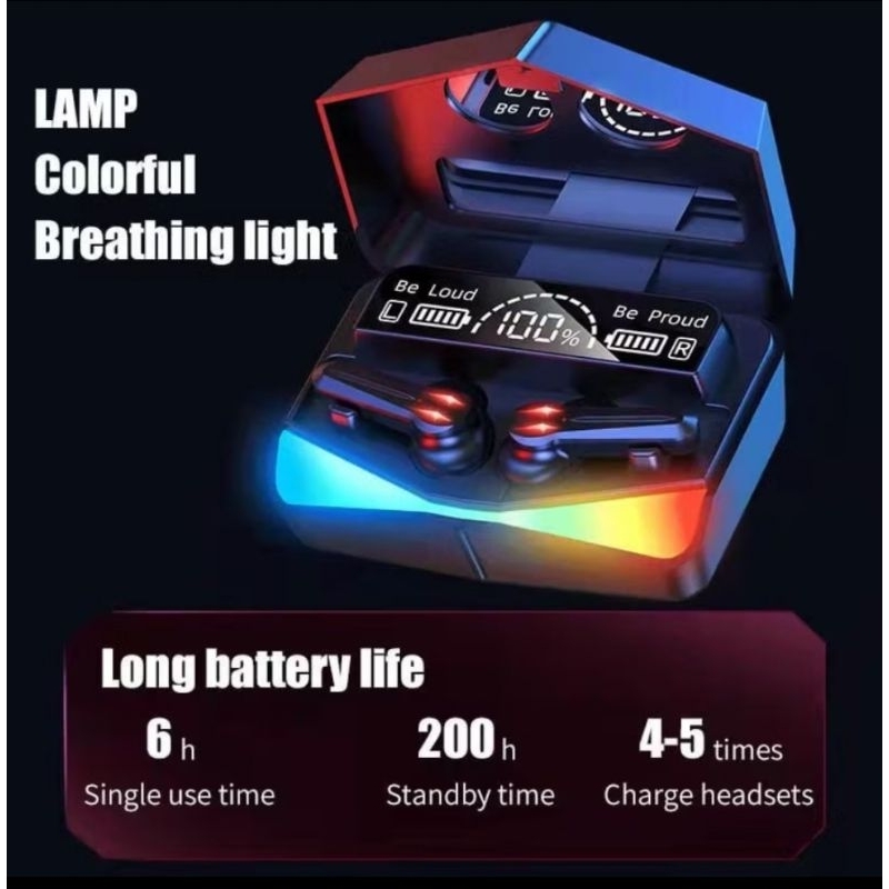 Headset Bluetooth Gaming TWS M28 Dual Mode BT Blututh V5.1 V5.3 Earbuds Noise Cancelling Led Smart D