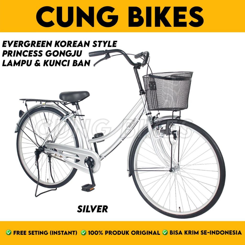 Sepeda Keranjang Dewasa mini Ukuran 26 Inch Evergreen Princess Gongju korean Style