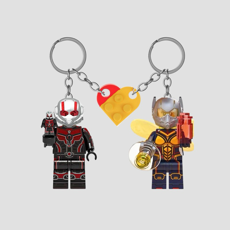 Dhis Project Shiny Keychain LEGO Minifigure Red Antman & Yellow Wasp Couple Set