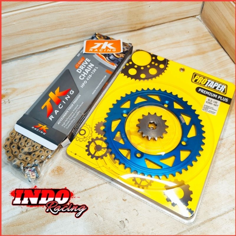 Gear Gir Set KLX 150 Dtracker 150 Protaper Biru Merah Rantai TK Racing O RING Warna Gold 140l Gir Se