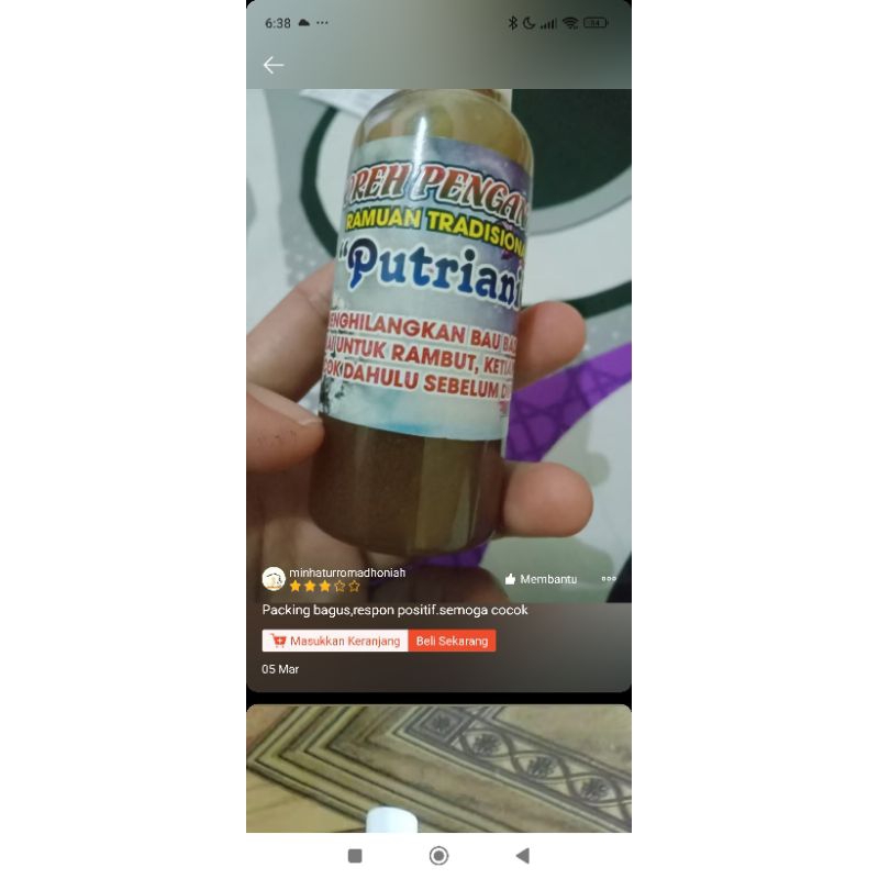 parfum badan Boreh putriani / boreh pengantin