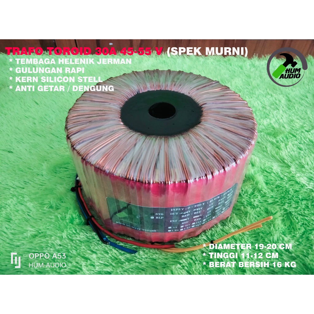 TRAFO TOROID 30A 45-55 V SPEK MURNI