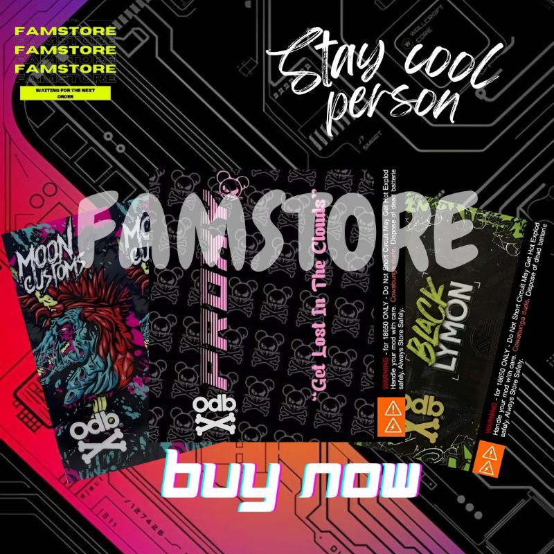 

FAMSTORE - Pelindung Baterai - Stikerskin Wrap Baterai 18650 Motif V8 Limited Edition Full Motif Desain Dan anti gores